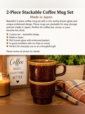 Source Unknown Brown and Tan Ceramic Mug with Decorative Band